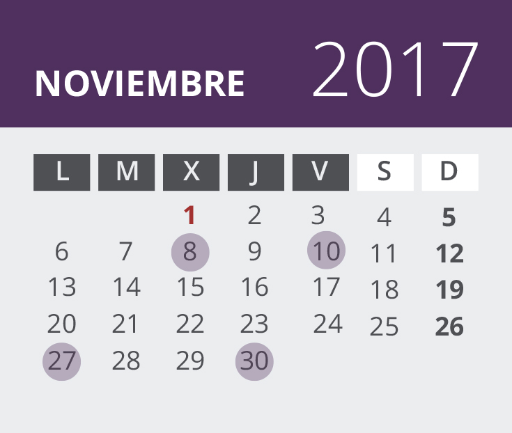 Calendario del Territorio Común. Septiembre